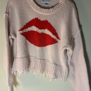 Wildfox Blush Sweater with Scarlet Lips Design